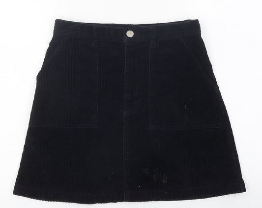 Monki Womens Black Coir A-Line Skirt Size 8 Zip