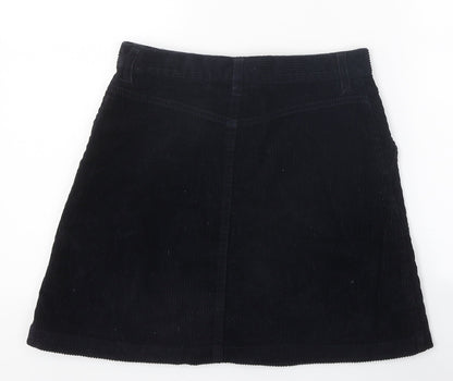 Monki Womens Black Coir A-Line Skirt Size 8 Zip
