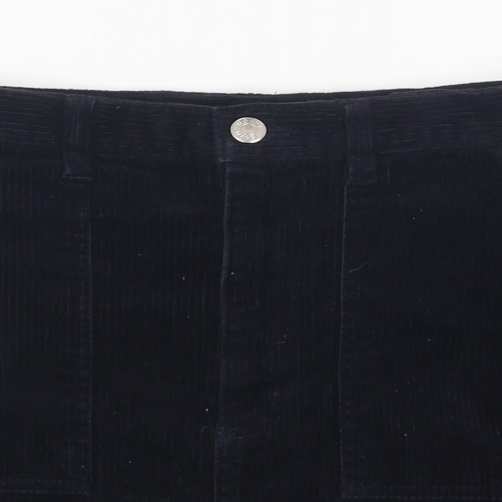 Monki Womens Black Coir A-Line Skirt Size 8 Zip