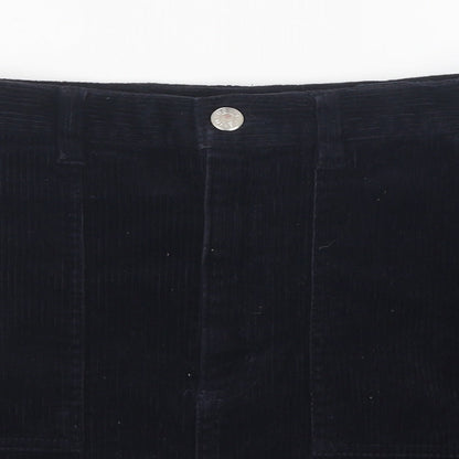 Monki Womens Black Coir A-Line Skirt Size 8 Zip