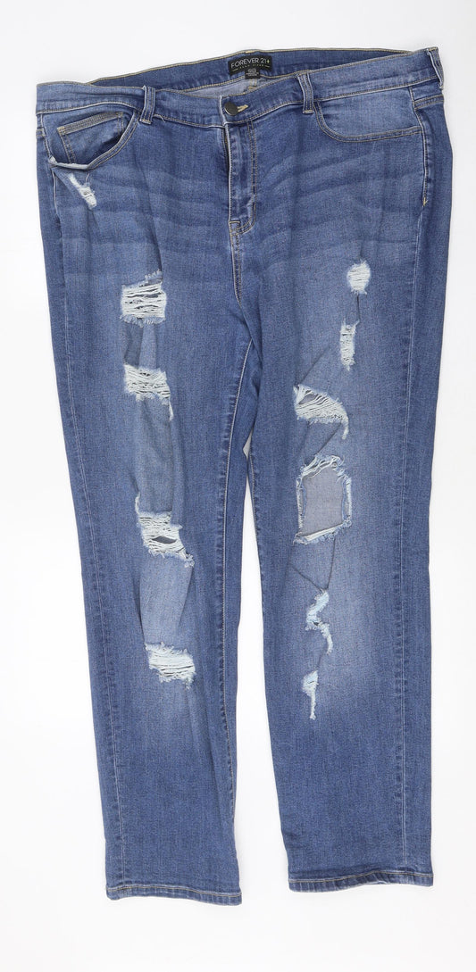 FOREVER 21 Womens Blue 100% Cotton Skinny Jeans Size 38 in L30 in Regular Zip