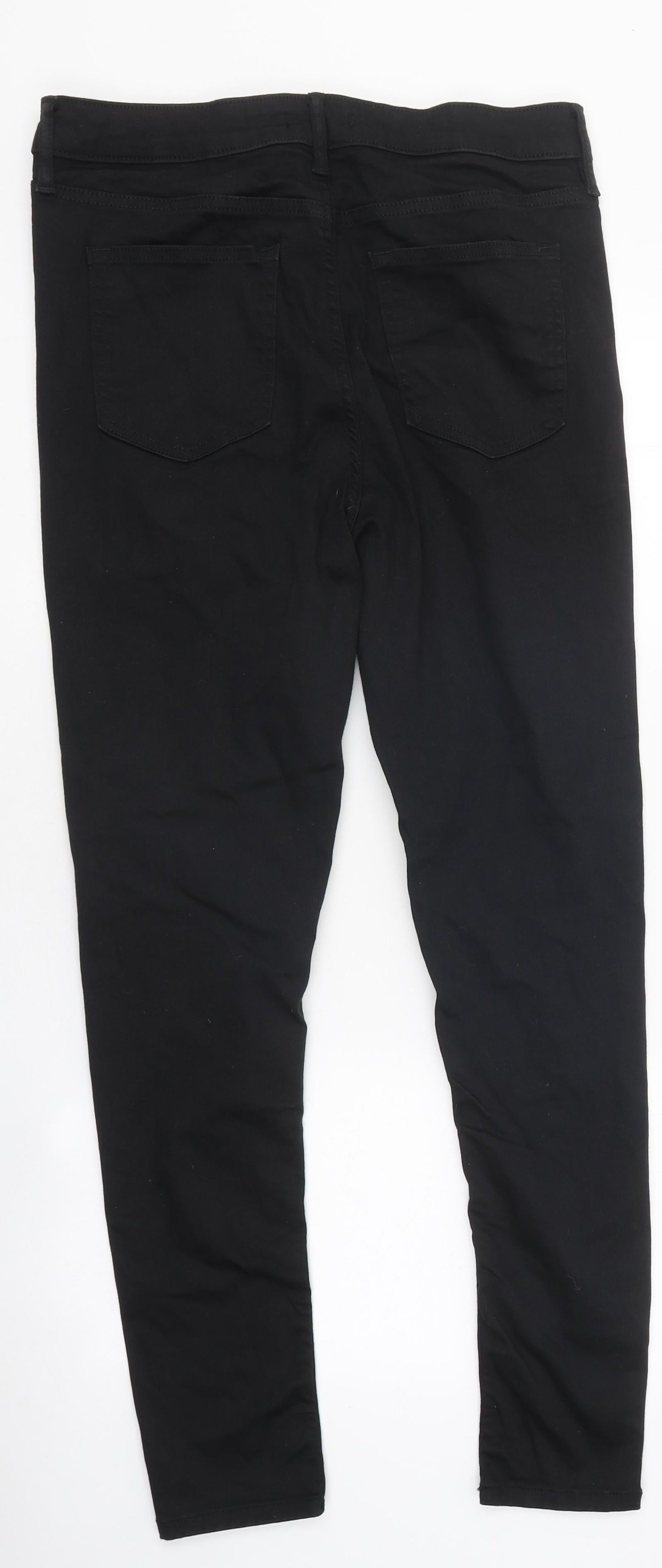 F&F Womens Black 100% Cotton Skinny Jeans Size 14 L32 in Regular Zip