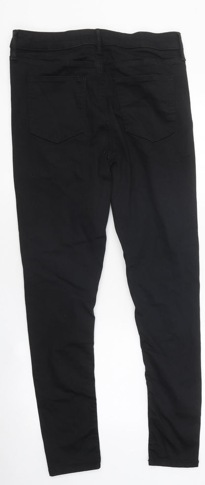 F&F Womens Black 100% Cotton Skinny Jeans Size 14 L32 in Regular Zip