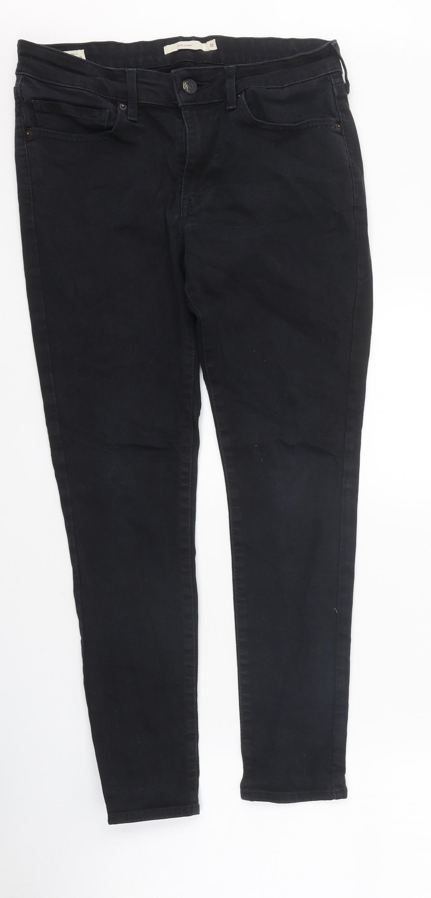 Mens UK Size 30 in Preworn Regular Fit Skinny Black Jeans