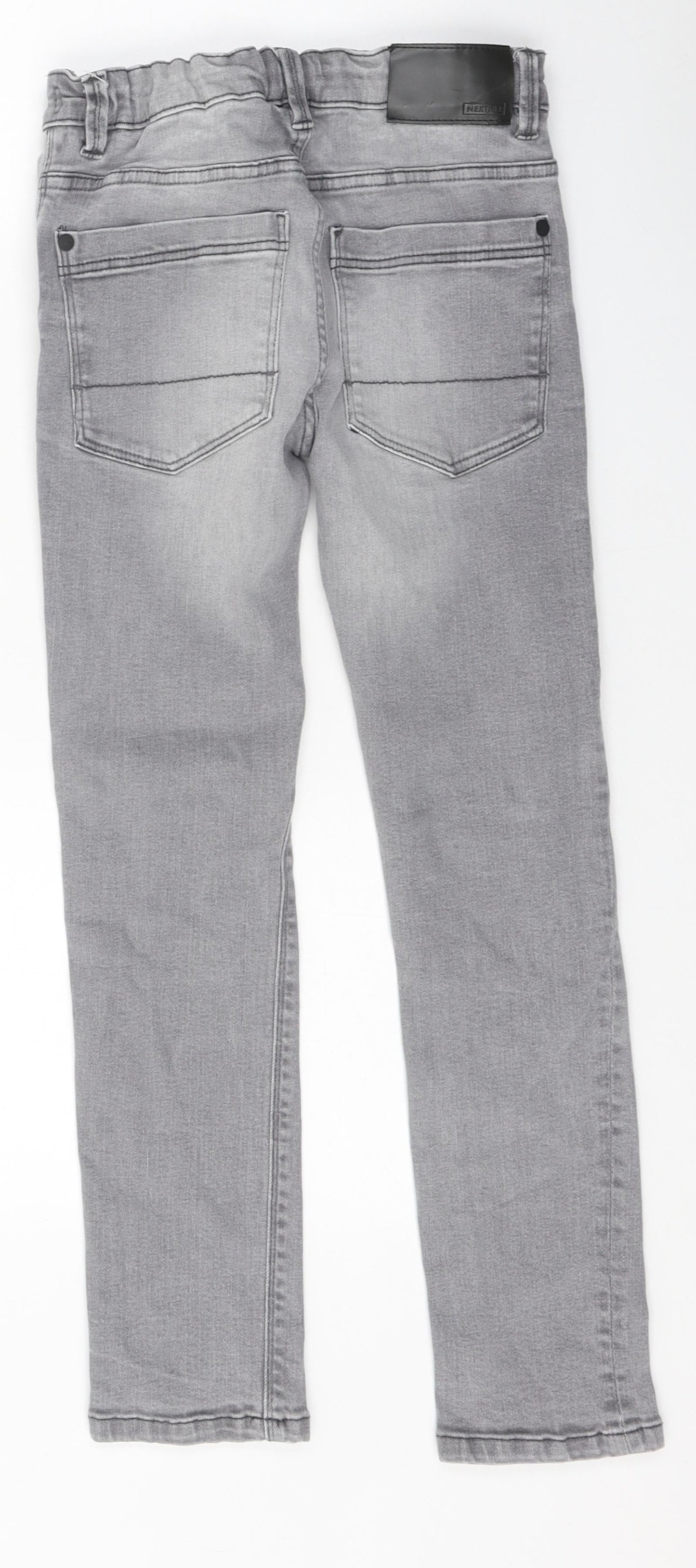 NEXT Boys Grey 100% Cotton Skinny Jeans Size 9 Months Regular Zip - Distressed