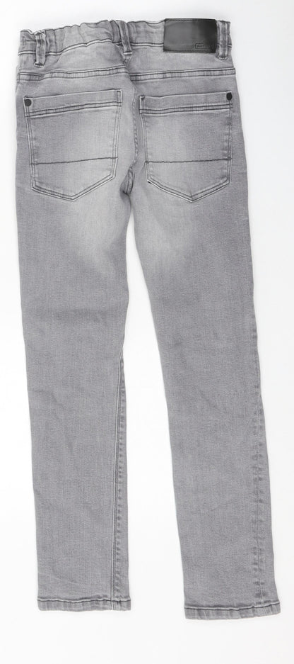 NEXT Boys Grey 100% Cotton Skinny Jeans Size 9 Months Regular Zip - Distressed
