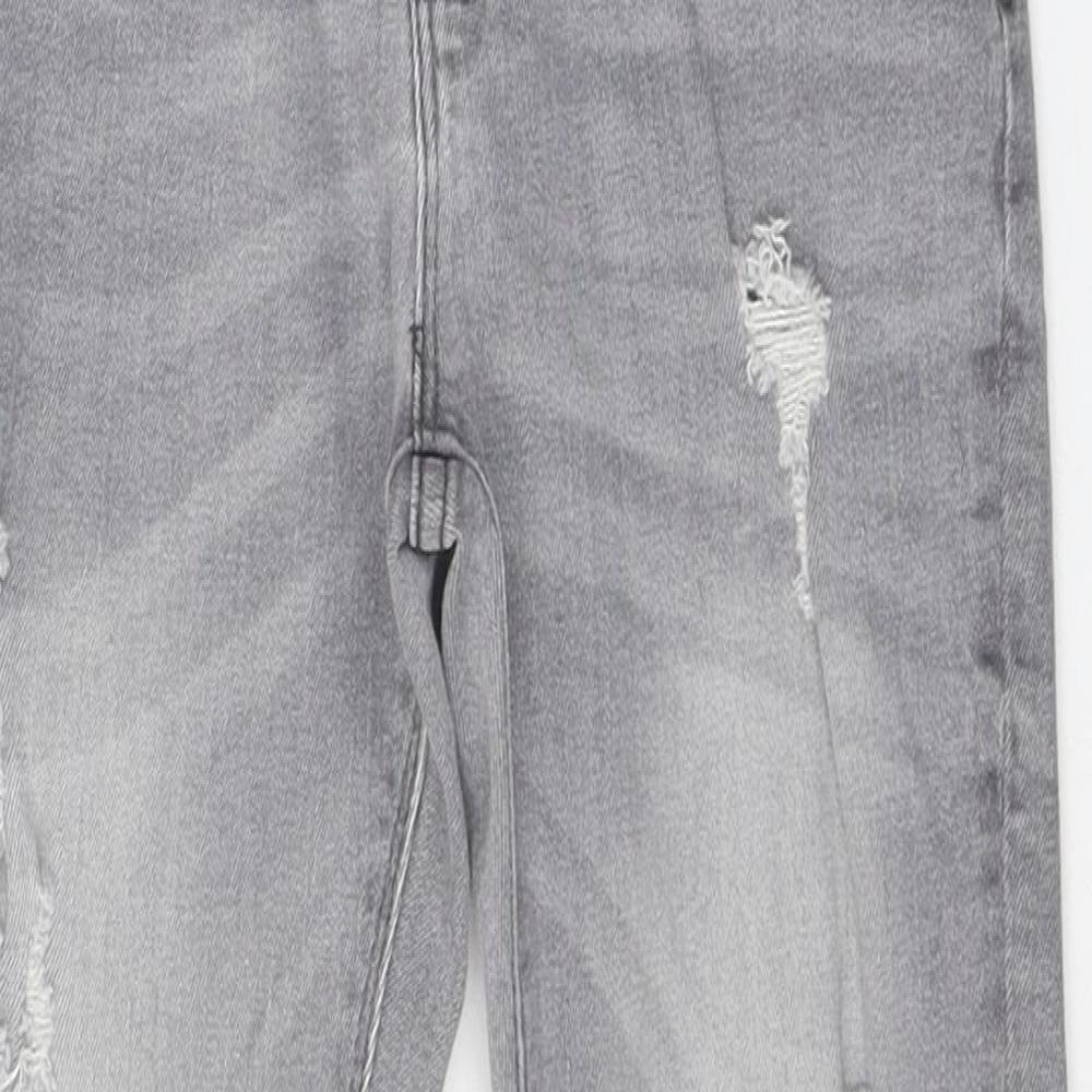 NEXT Boys Grey 100% Cotton Skinny Jeans Size 9 Months Regular Zip - Distressed