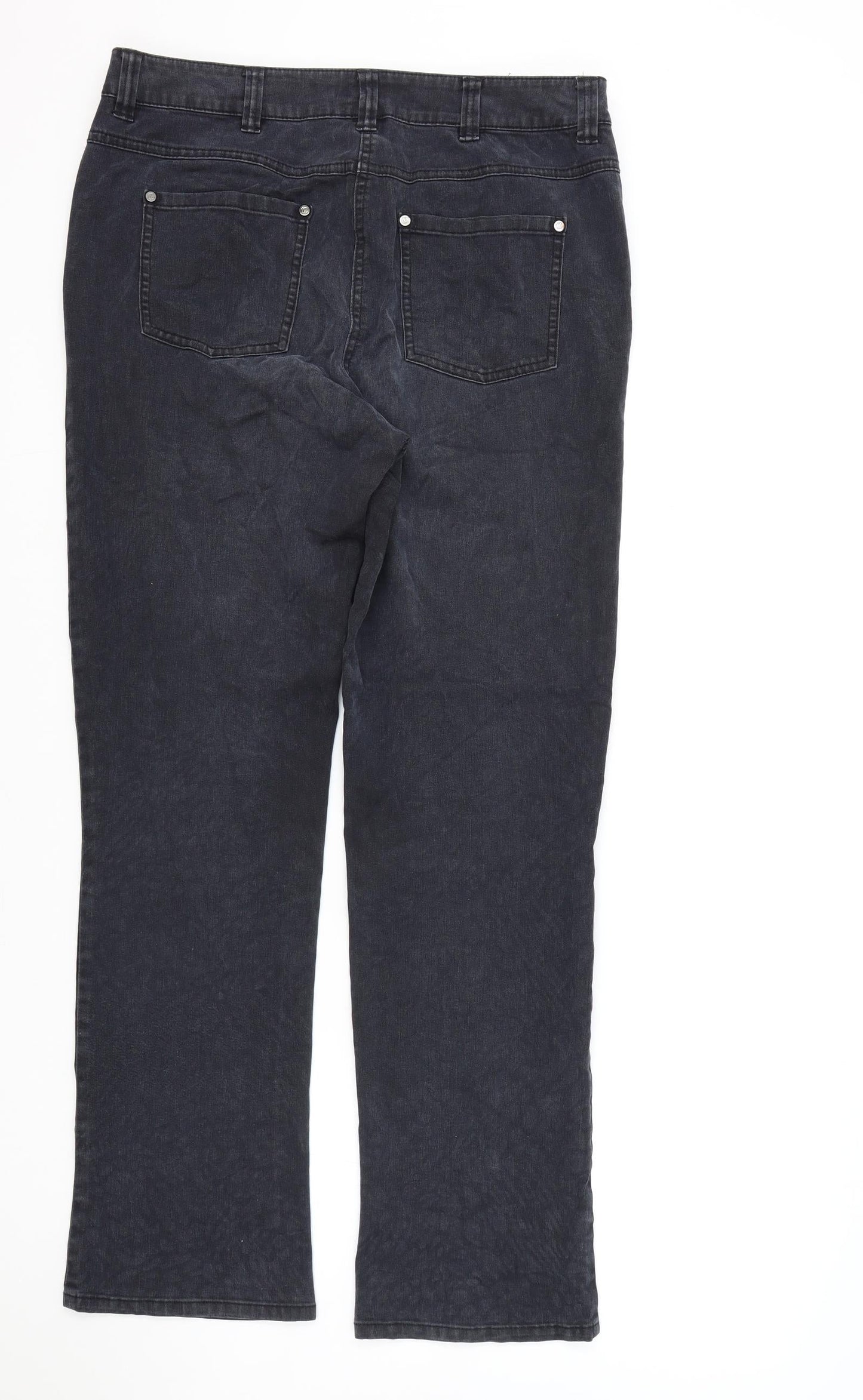 CC Womens Black Animal Print Cotton Straight Jeans Size 12 L30 in Regular Zip