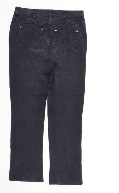 CC Womens Black Animal Print Cotton Straight Jeans Size 12 L30 in Regular Zip