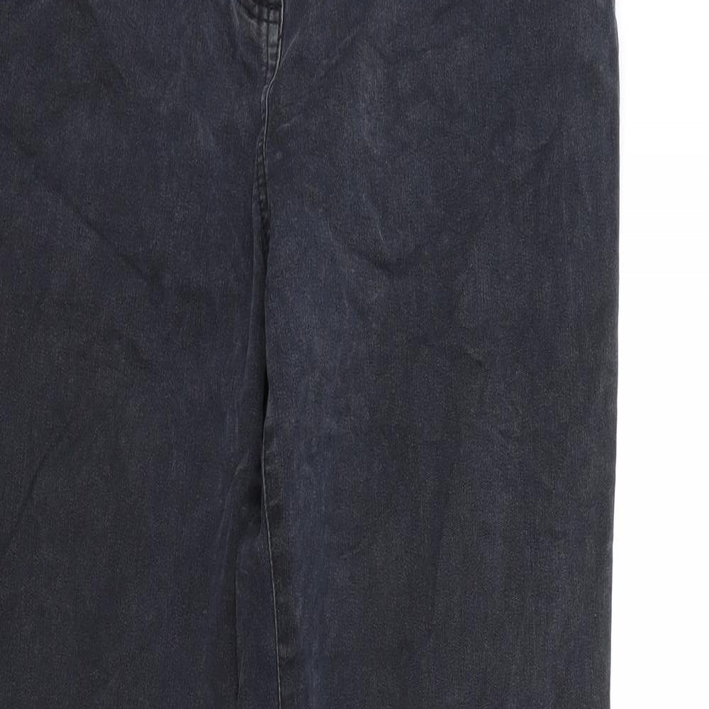 CC Womens Black Animal Print Cotton Straight Jeans Size 12 L30 in Regular Zip