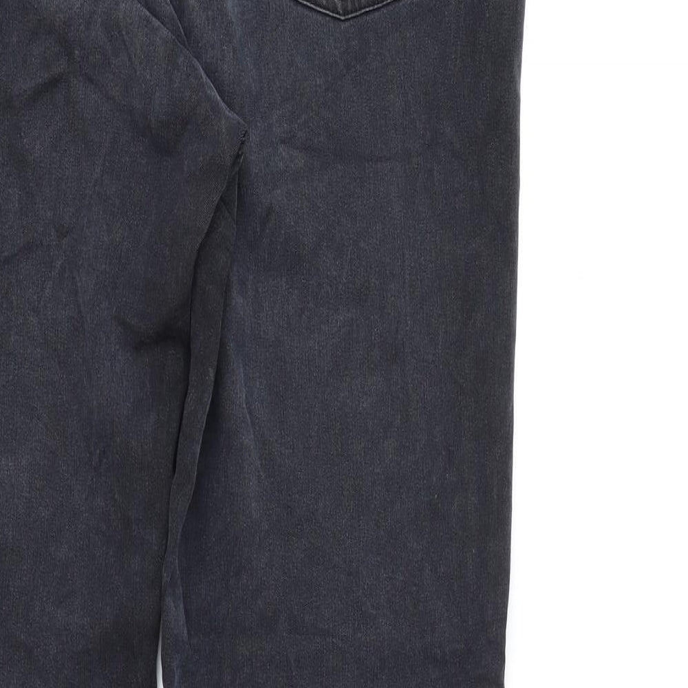 CC Womens Black Animal Print Cotton Straight Jeans Size 12 L30 in Regular Zip