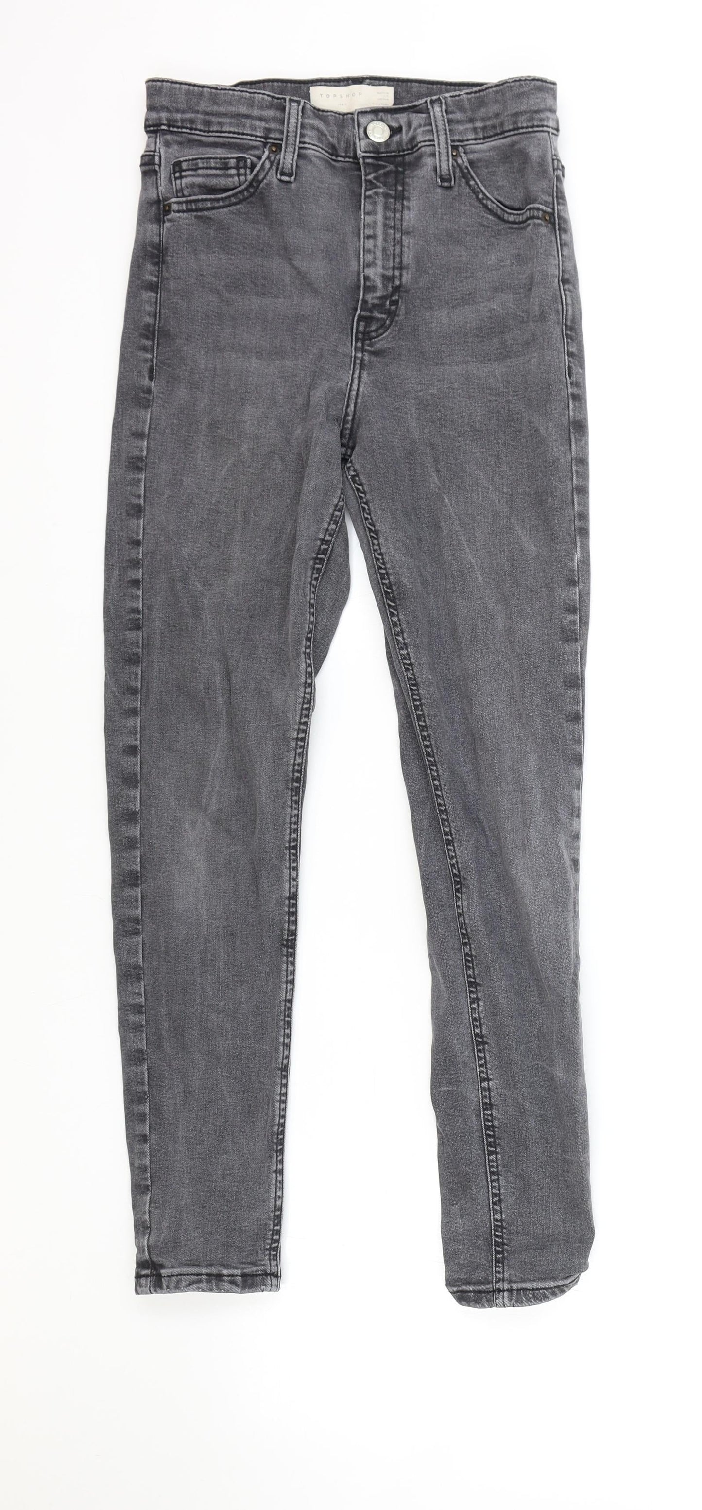 Topshop Womens Grey Cotton Skinny Jeans Size 26 in L30 in Regular Zip