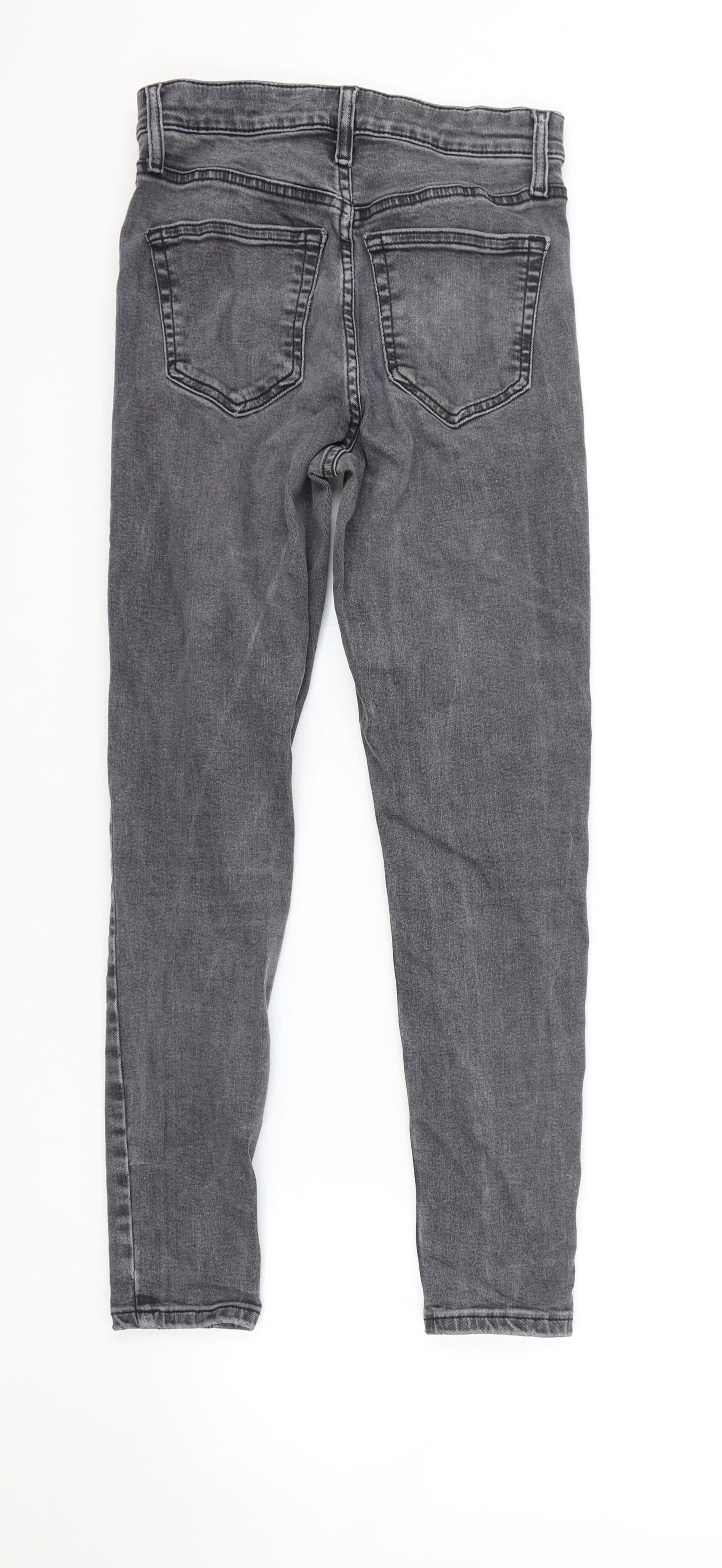 Topshop Womens Grey Cotton Skinny Jeans Size 26 in L30 in Regular Zip