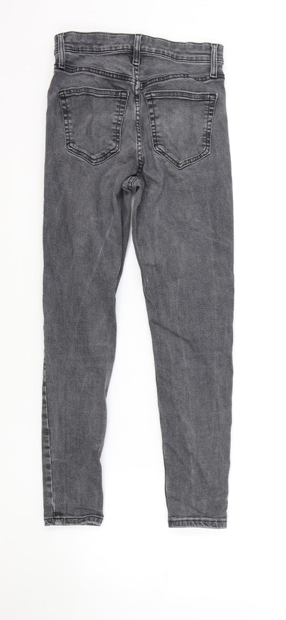 Topshop Womens Grey Cotton Skinny Jeans Size 26 in L30 in Regular Zip