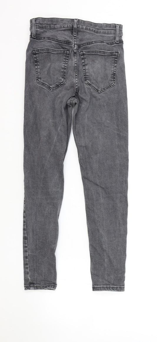 Topshop Womens Grey Cotton Skinny Jeans Size 26 in L30 in Regular Zip