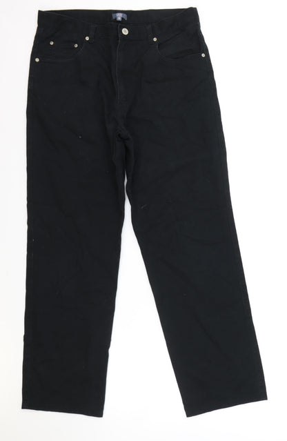 Womens UK Size 34 in Easy Regular Fit Straight Black Jeans