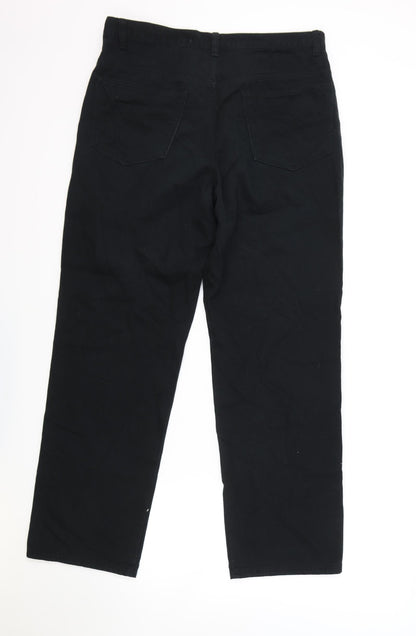 Womens UK Size 34 in Easy Regular Fit Straight Black Jeans