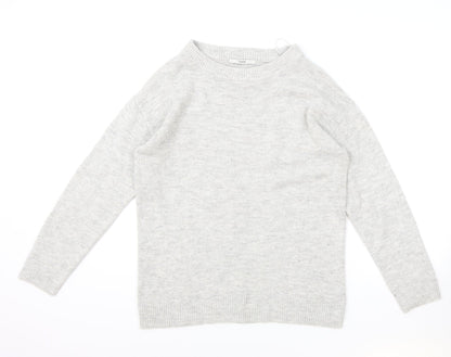 George Womens Grey Boat Neck Acrylic Pullover Jumper Size S