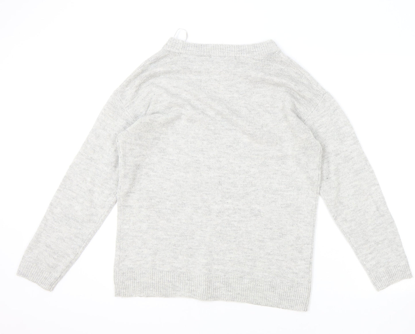 George Womens Grey Boat Neck Acrylic Pullover Jumper Size S