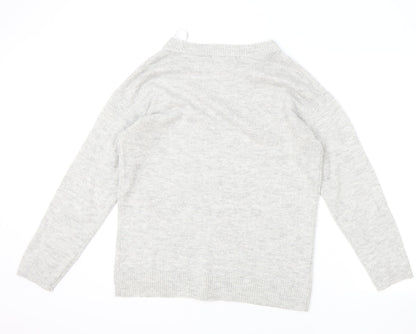 George Womens Grey Boat Neck Acrylic Pullover Jumper Size S