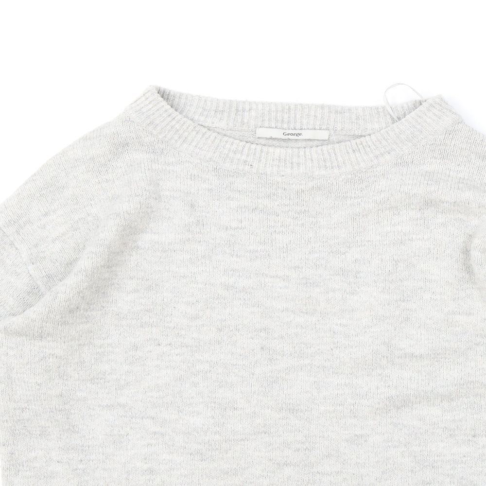 George Womens Grey Boat Neck Acrylic Pullover Jumper Size S