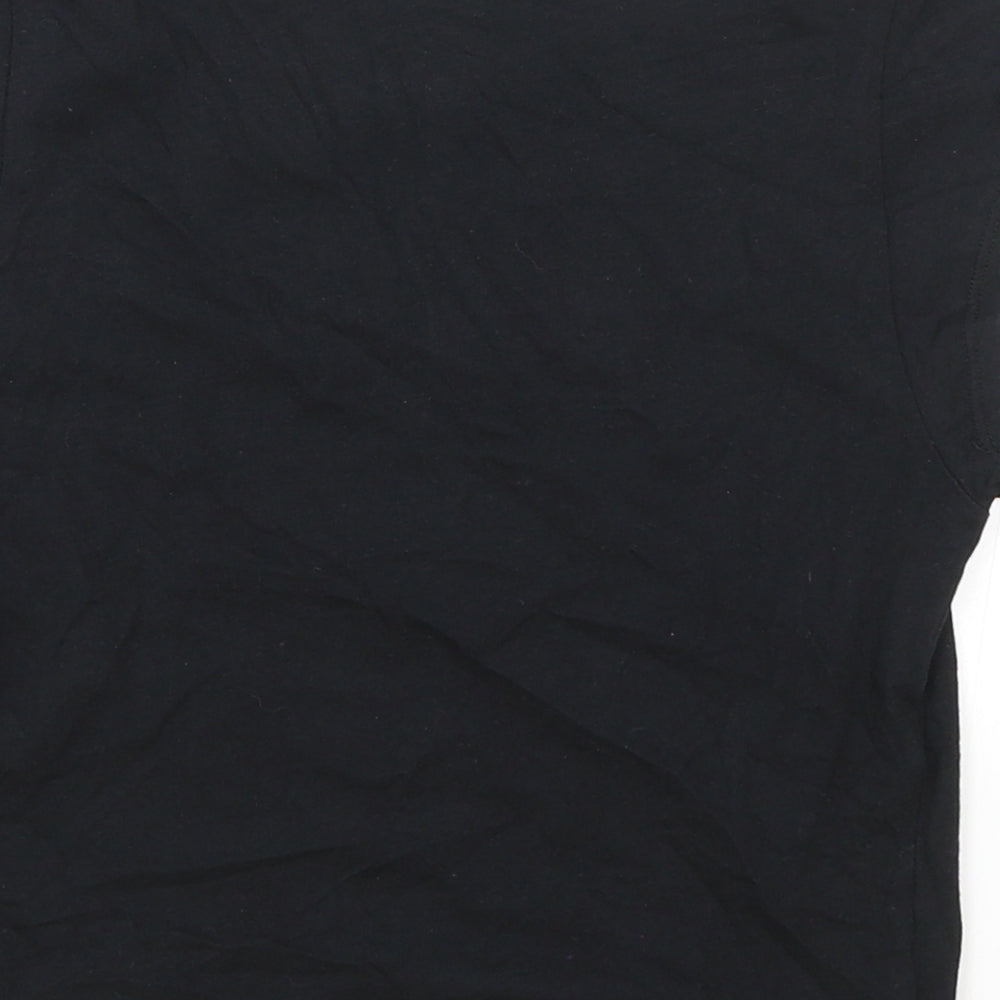 H&M Girls Black Cotton Basic T-Shirt Size S Round Neck Pullover