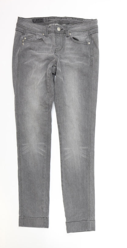 Littlewoods Womens Grey Cotton Skinny Jeans Size 10 L29 in Regular Zip