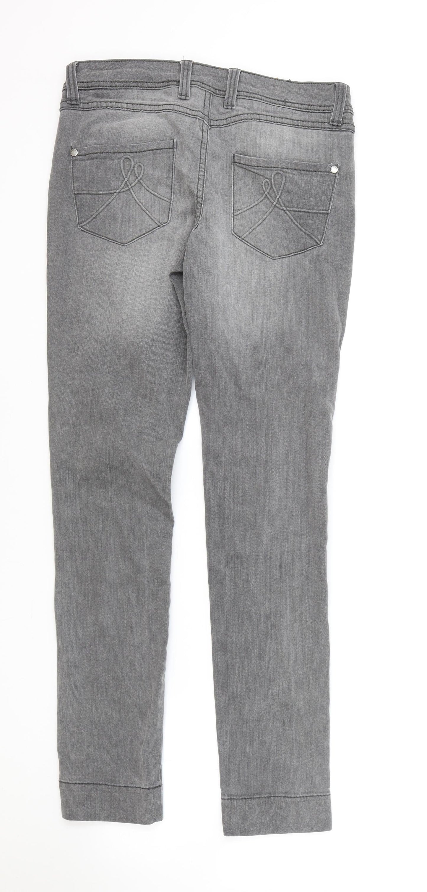 Littlewoods Womens Grey Cotton Skinny Jeans Size 10 L29 in Regular Zip