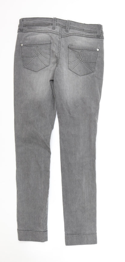 Littlewoods Womens Grey Cotton Skinny Jeans Size 10 L29 in Regular Zip