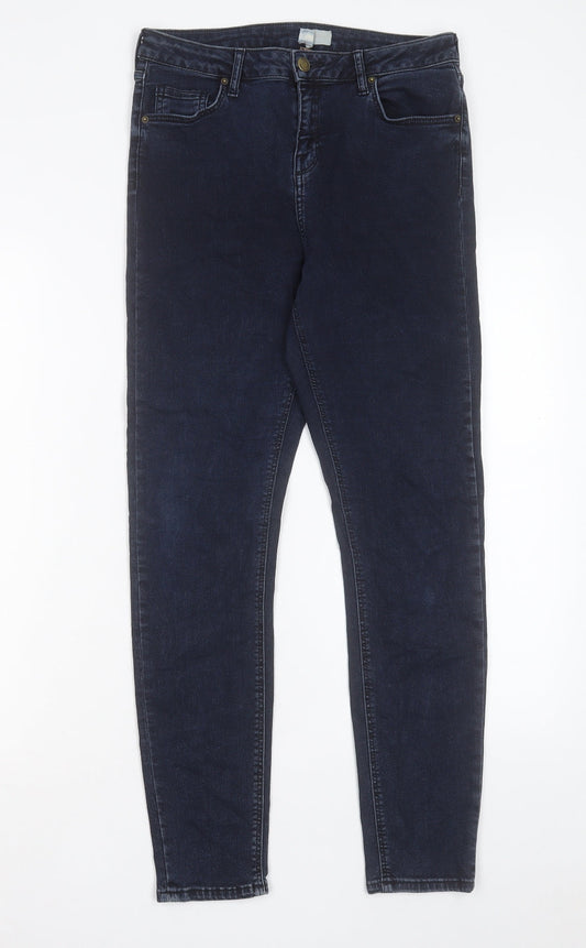Topshop Womens Blue Cotton Skinny Jeans Size 30 in L32 in Regular Button