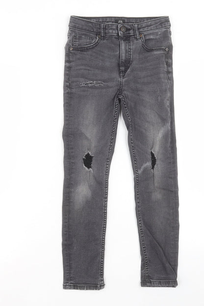 River Island Boys Black Cotton Skinny Jeans Size 9 Months Regular Button