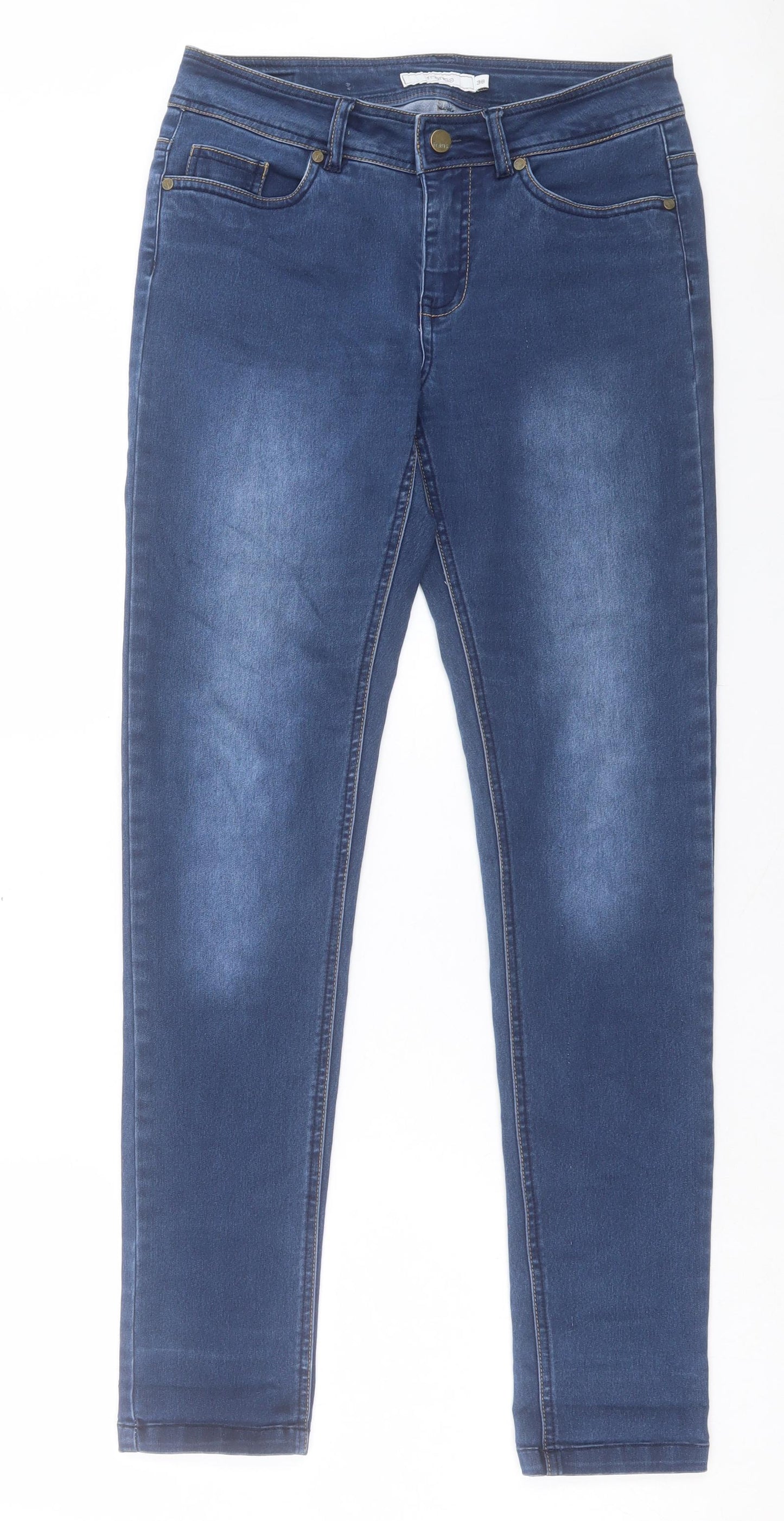 FRANSA Womens Blue Cotton Skinny Jeans Size 8 L32 in Regular Button