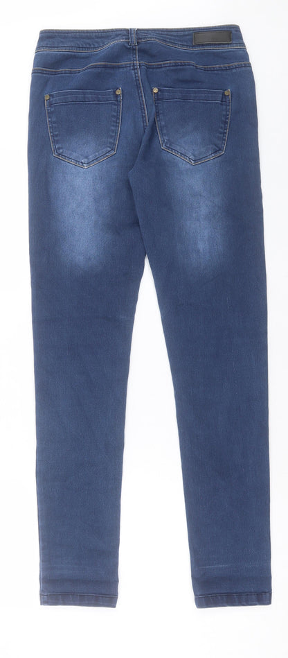 FRANSA Womens Blue Cotton Skinny Jeans Size 8 L32 in Regular Button