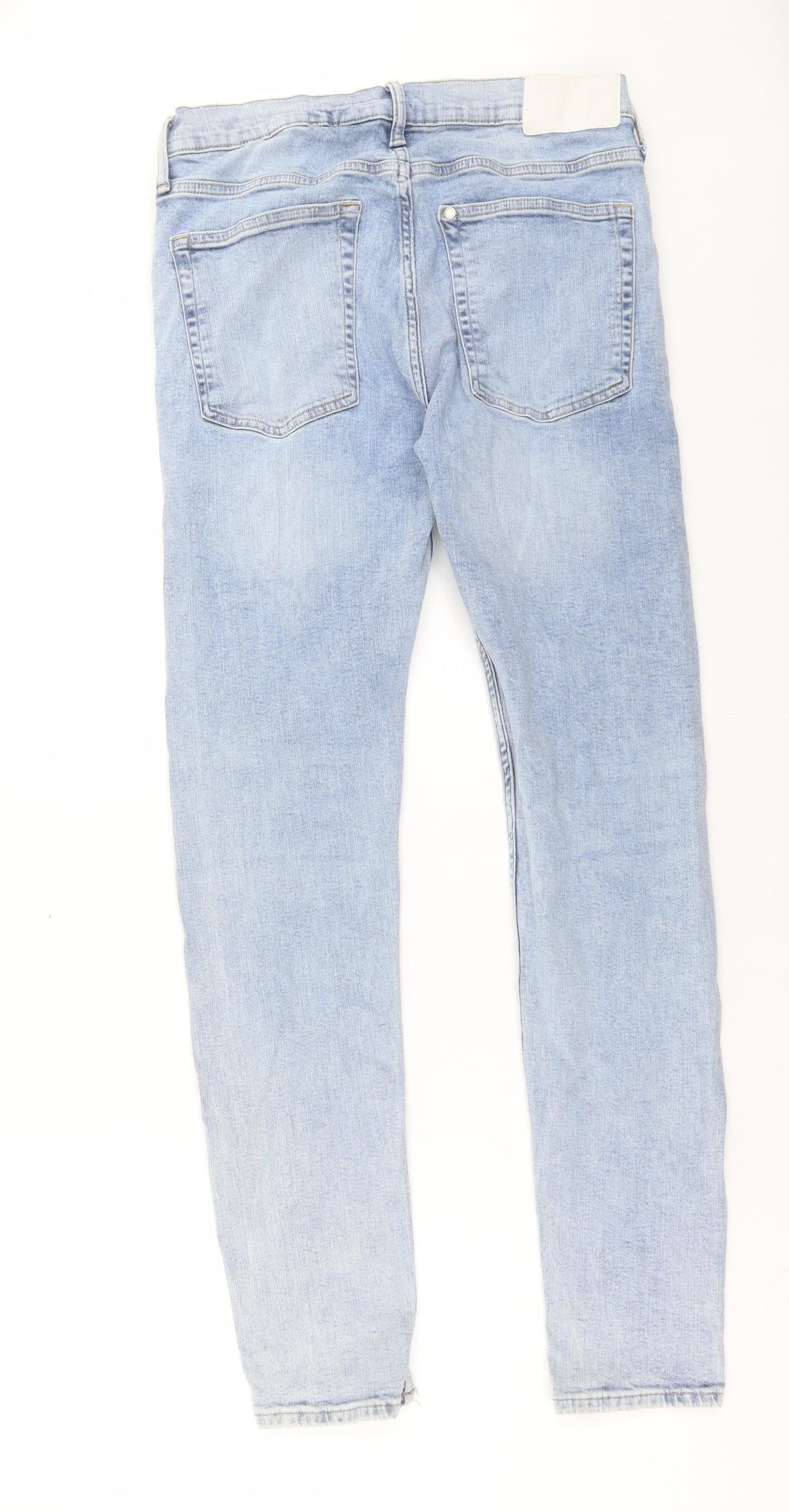 H&M Mens Blue Cotton Skinny Jeans Size 32 in L31 in Regular Button