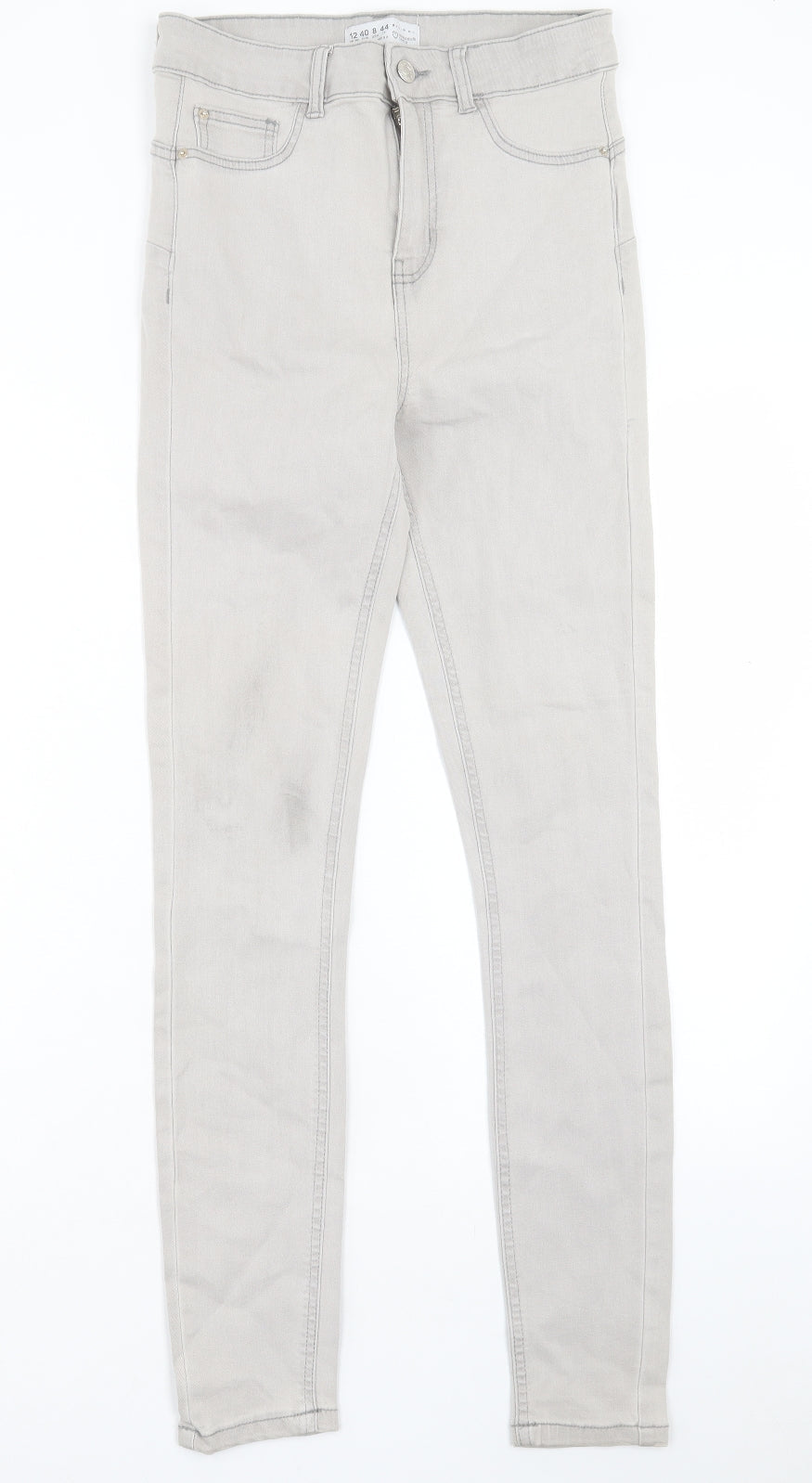 Denim & Co. Womens Grey Cotton Skinny Jeans Size 12 L29 in Regular Button