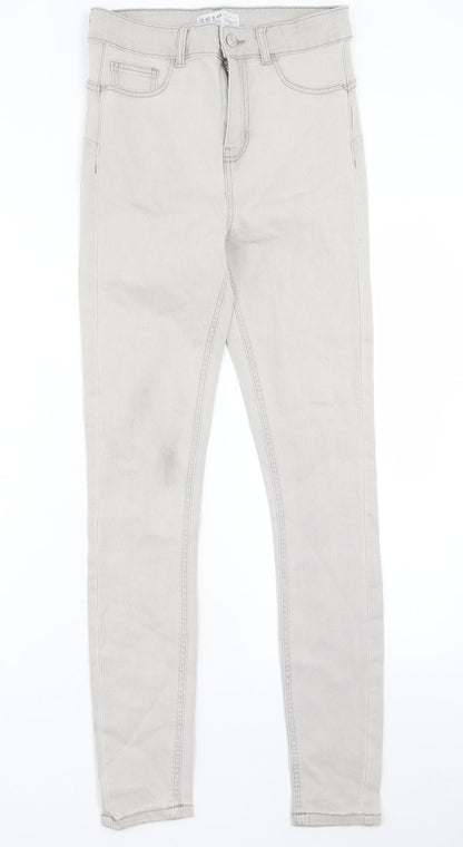 Denim & Co. Womens Grey Cotton Skinny Jeans Size 12 L29 in Regular Button