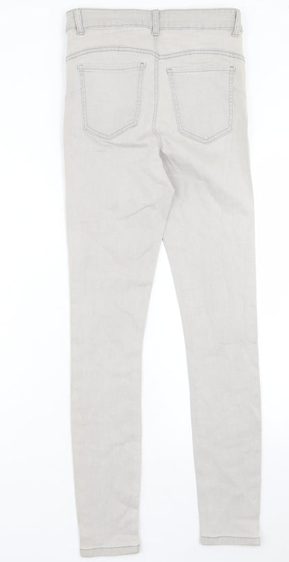Denim & Co. Womens Grey Cotton Skinny Jeans Size 12 L29 in Regular Button