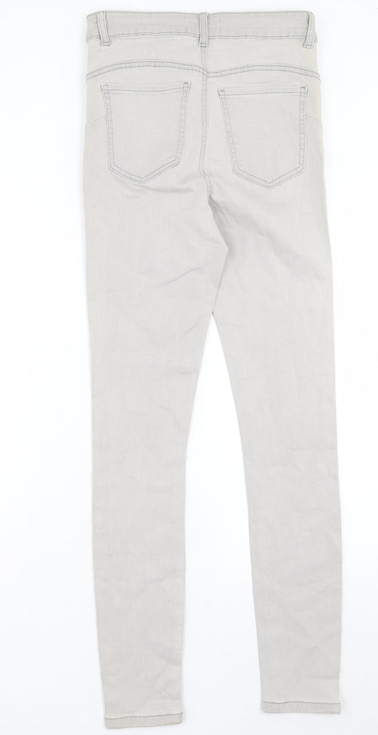 Denim & Co. Womens Grey Cotton Skinny Jeans Size 12 L29 in Regular Button