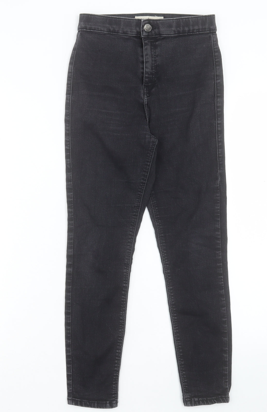 Topshop Womens Black Cotton Cropped Jeans Size 24 in L23 in Regular Button