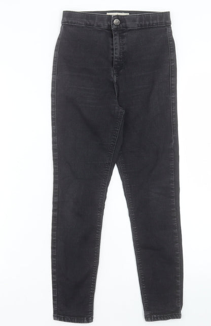 Topshop Womens Black Cotton Cropped Jeans Size 24 in L23 in Regular Button