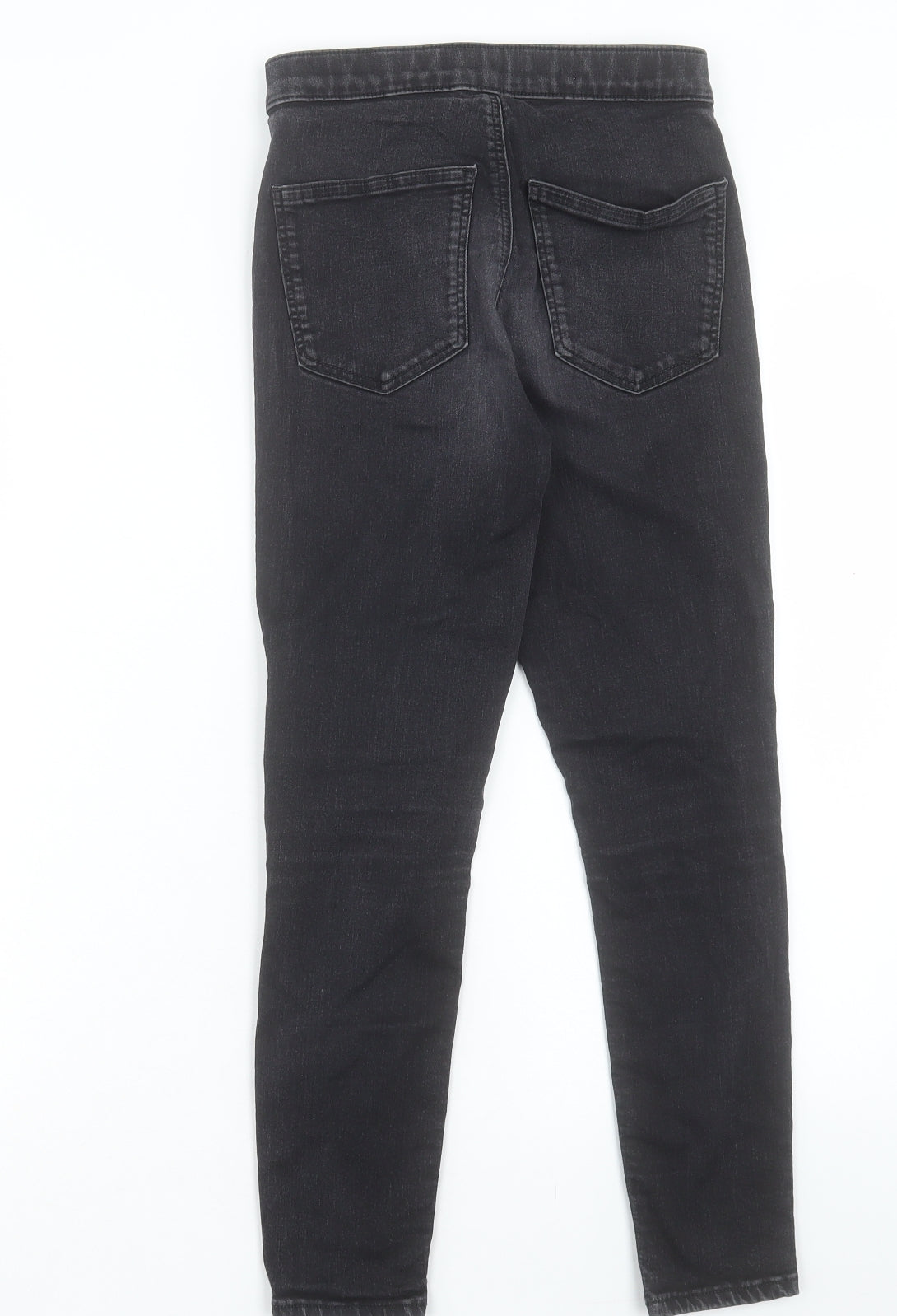 Topshop Womens Black Cotton Cropped Jeans Size 24 in L23 in Regular Button