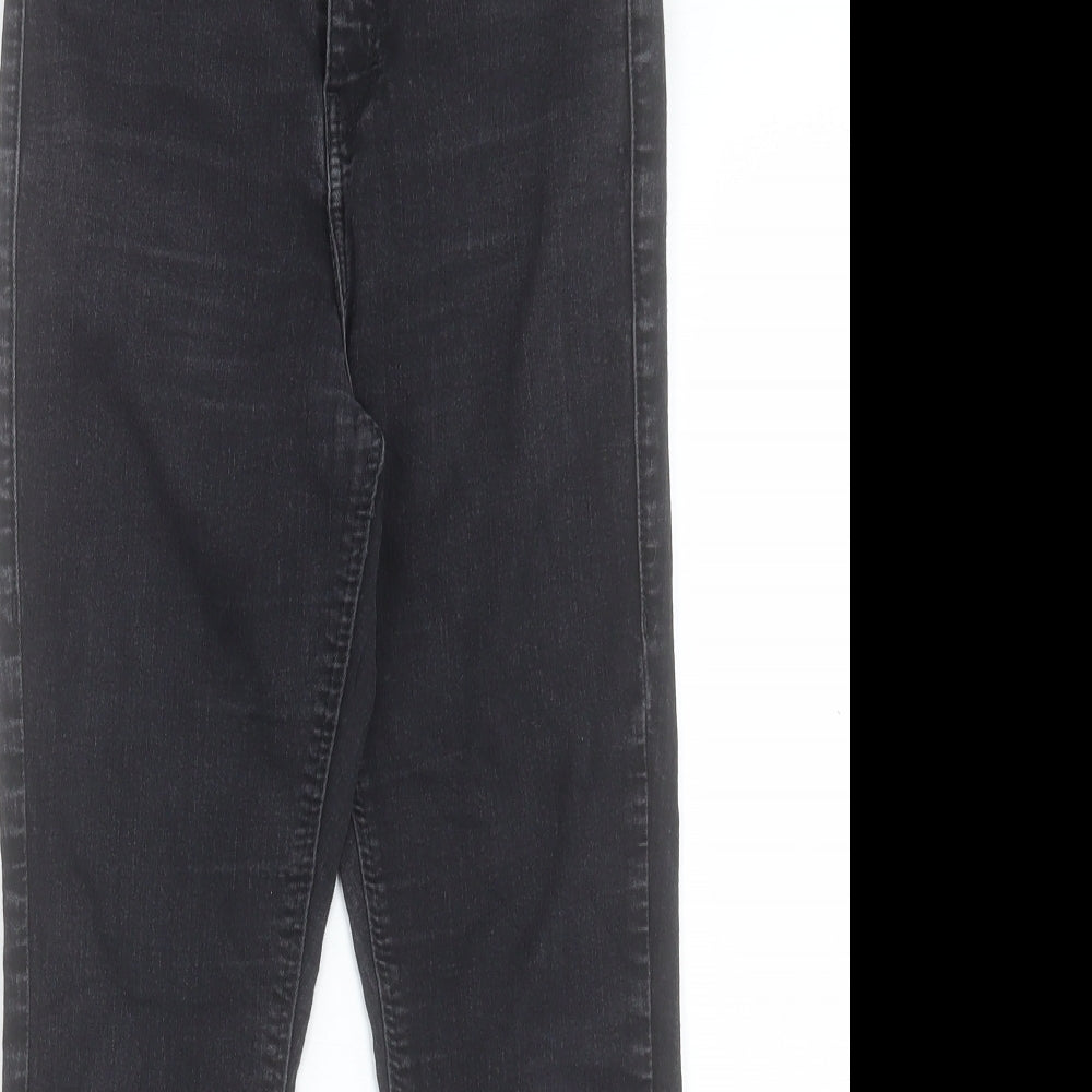 Topshop Womens Black Cotton Cropped Jeans Size 24 in L23 in Regular Button