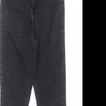 Topshop Womens Black Cotton Cropped Jeans Size 24 in L23 in Regular Button