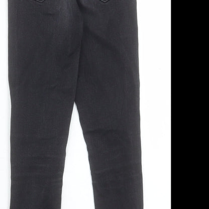 Topshop Womens Black Cotton Cropped Jeans Size 24 in L23 in Regular Button