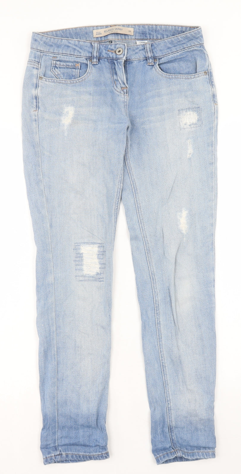 NEXT Womens Blue Cotton Skinny Jeans Size 6 L29 in Relaxed Button