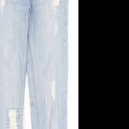 NEXT Womens Blue Cotton Skinny Jeans Size 6 L29 in Relaxed Button