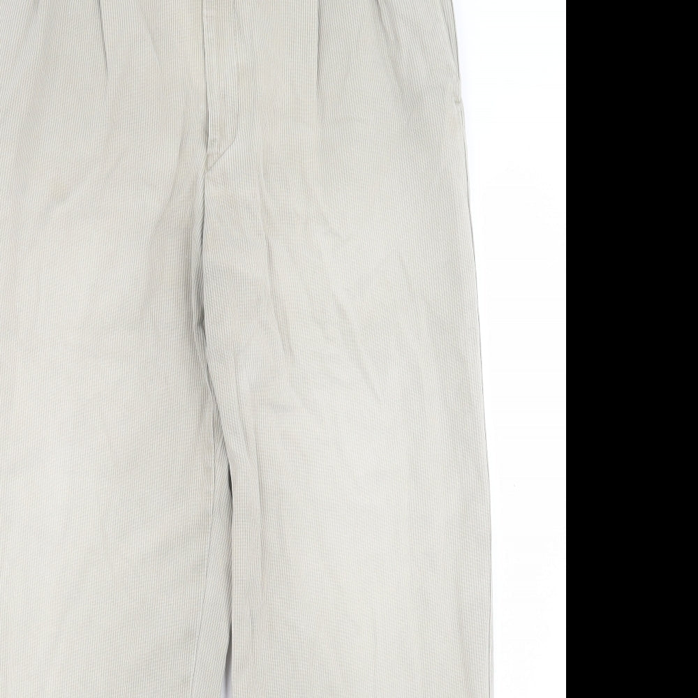 Statz Mens Beige Cotton Trousers Size 34 in L28 in Regular Button