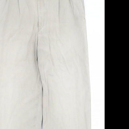 Statz Mens Beige Cotton Trousers Size 34 in L28 in Regular Button