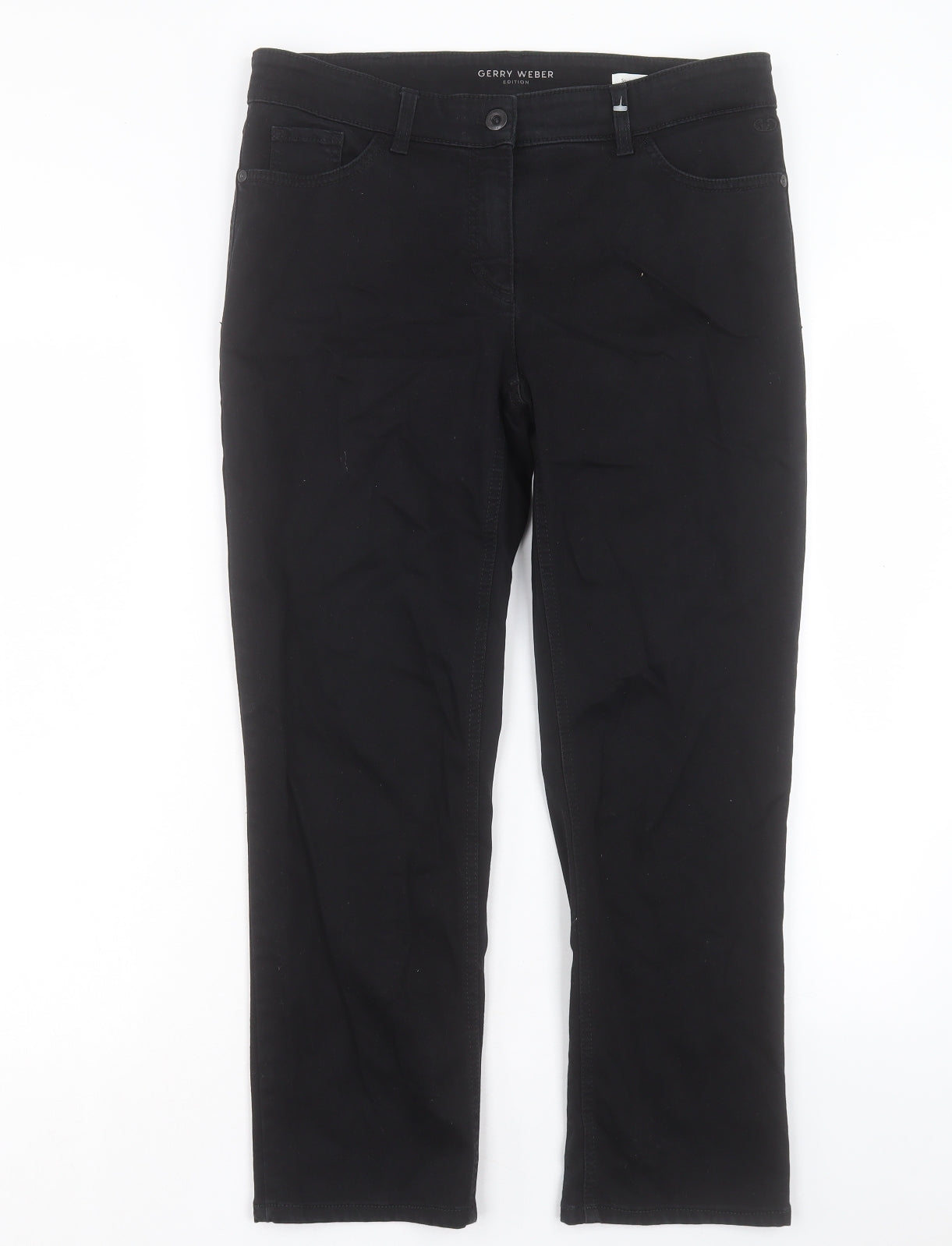 Gerry Weber Womens Black Cotton Straight Jeans Size 32 in L26 in Regular Button