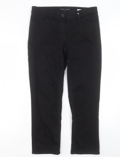 Gerry Weber Womens Black Cotton Straight Jeans Size 32 in L26 in Regular Button